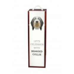 Collie barbudo - Caja de vino con una imagen de perro.