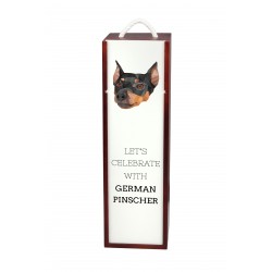 Pinscher alemán - Caja de vino con una imagen de perro.
