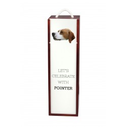 Pointer - Caja de vino con una imagen de perro.
