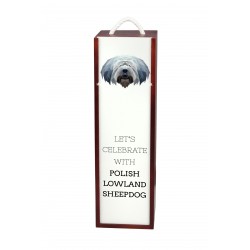 Let’s celebrate with Polish Lowland Sheepdog. A wine box with the geometric dog