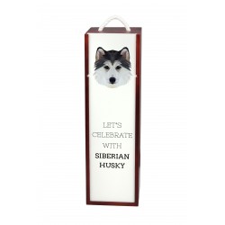Husky siberiano - Caja de vino con una imagen de perro.