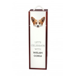 Welsh corgi cardigan - Caja de vino con una imagen de perro.