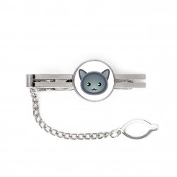 A tie clip with a Nebelung. Men’s jewelry. A new collection with the cute Art-dog cat