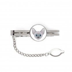 A tie clip with a Peterbald. Men’s jewelry. A new collection with the cute Art-dog cat