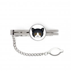 A tie clip with a Manx cat. Men’s jewelry. A new collection with the cute Art-dog cat