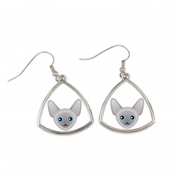 Earrings with a Peterbald. A new collection with the cute Art-dog cat