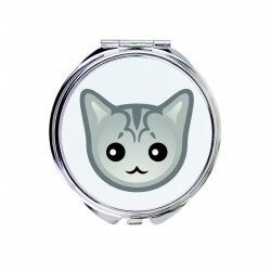 Uno specchio tascabile con un gatto del Burmilla. Una nuova collezione con il simpatico gatto Art-Dog