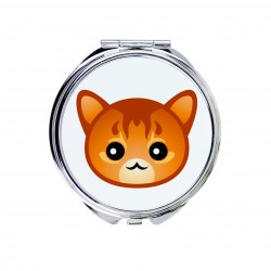 Uno specchio tascabile con un gatto del Somalo. Una nuova collezione con il simpatico gatto Art-Dog