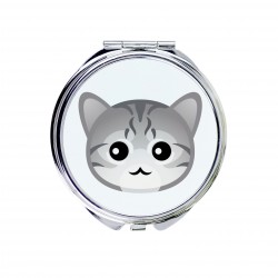 Un specchio tascabile con il gatto. Una nuova collezione con il simpatico gatto Art-dog