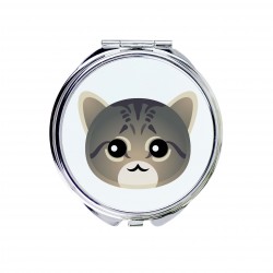 Un espejo de bolsillo con un gato de Gato atigrado. Una nueva colección con el lindo gato Art-Dog