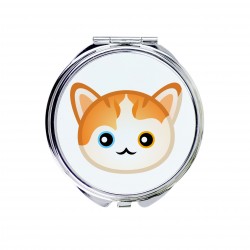 Uno specchio tascabile con un gatto del Turco Van. Una nuova collezione con il simpatico gatto Art-Dog