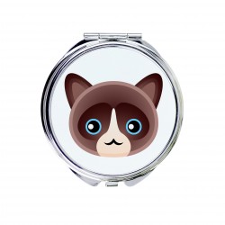 A pocket mirror with a Snowshoe cat. A new collection with the cute Art-Dog cat