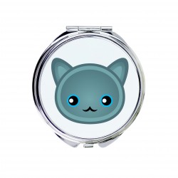 A pocket mirror with a Russian Blue. A new collection with the cute Art-Dog cat