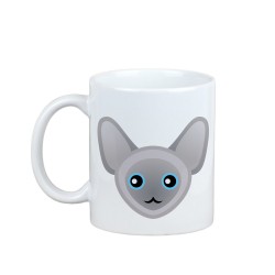 Enjoying a cup with my Peterbald - a mug with a cute cat