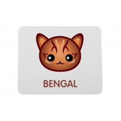 Una almohadilla de mouse de computadora con un gato de Bengala. Una nueva colección con el lindo gato Art-dog
