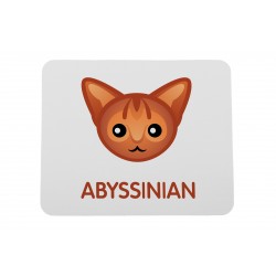 Eine Computermausunterlage mit einer Abessinierkatze. Eine neue Kollektion mit der niedlichen Art-Dog-Katze