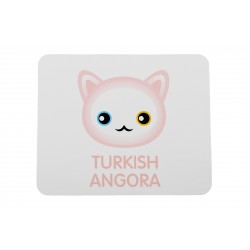 Una almohadilla de mouse de computadora con un gato de Angora turco. Una nueva colección con el lindo gato Art-dog