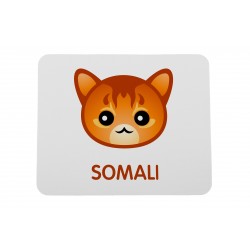 Una almohadilla de mouse de computadora con un gato de Somali. Una nueva colección con el lindo gato Art-dog