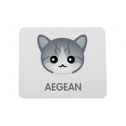 Una almohadilla de mouse de computadora con un gato de Aegean. Una nueva colección con el lindo gato Art-dog