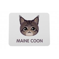 Una almohadilla de mouse de computadora con un gato de Maine Coon. Una nueva colección con el lindo gato Art-dog