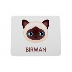 Eine Computermausunterlage mit einer Birma-Katze. Eine neue Kollektion mit der niedlichen Art-Dog-Katze