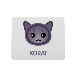 Una almohadilla de mouse de computadora con un gato de Korat. Una nueva colección con el lindo gato Art-dog