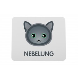 Una almohadilla de mouse de computadora con un gato de Nebelung. Una nueva colección con el lindo gato Art-dog