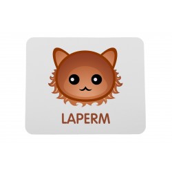 Eine Computermausunterlage mit einer LaPerm. Eine neue Kollektion mit der niedlichen Art-Dog-Katze