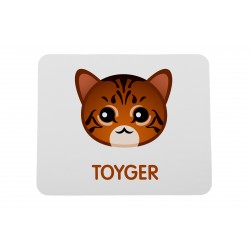 Una almohadilla de mouse de computadora con un gato de Toyger. Una nueva colección con el lindo gato Art-dog