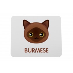 Una almohadilla de mouse de computadora con un gato de Burmés. Una nueva colección con el lindo gato Art-dog