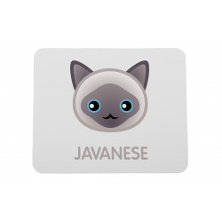 Una almohadilla de mouse de computadora con un gato de Javanese cat. Una nueva colección con el lindo gato Art-dog