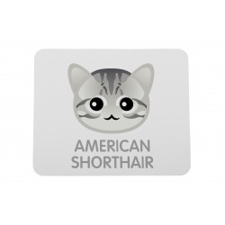 A computer mouse pad with a American shorthair. A new collection with the cute Art-dog cat