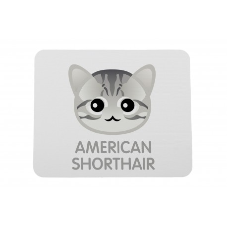 Un tappetino per mouse del computer con un gatto del American shorthair.  Una nuova collezione con il simpatico gatto Art-dog - Subli Dog