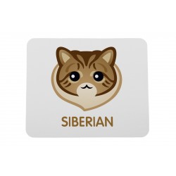 Una almohadilla de mouse de computadora con un gato de Sibérien. Una nueva colección con el lindo gato Art-dog