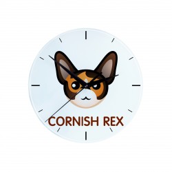 Une horloge avec un chat du Cornish Rex. Une nouvelle collection avec le joli chat Art-Dog