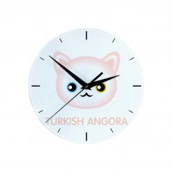 Une horloge avec un chat du Angora turc. Une nouvelle collection avec le joli chat Art-Dog