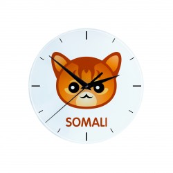 Une horloge avec un chat du Somali. Une nouvelle collection avec le joli chat Art-Dog