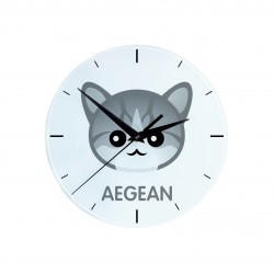 Une horloge avec un chat du Aegean. Une nouvelle collection avec le joli chat Art-Dog