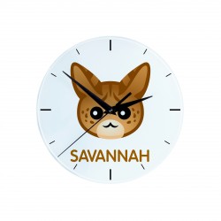 Une horloge avec un chat du Savannah. Une nouvelle collection avec le joli chat Art-Dog
