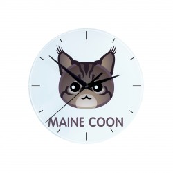 Une horloge avec un chat du Maine Coon. Une nouvelle collection avec le joli chat Art-Dog