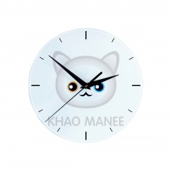 Une horloge avec un chat du Khao Manee. Une nouvelle collection avec le joli chat Art-Dog