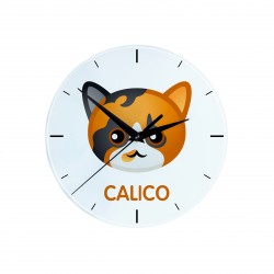 Une horloge avec un chat du Calico. Une nouvelle collection avec le joli chat Art-Dog