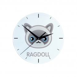 Une horloge avec un chat du Ragdoll. Une nouvelle collection avec le joli chat Art-Dog