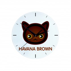 Une horloge avec un chat du Havana brown. Une nouvelle collection avec le joli chat Art-Dog