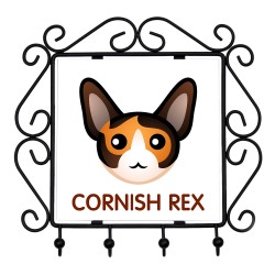 Un estante clave con Cornish Rex. Una nueva colección con el lindo gato Art-dog