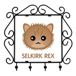 Ein Schlüsselregal mit Selkirk rex. Eine neue Kollektion mit der niedlichen Art-Dog-Katze