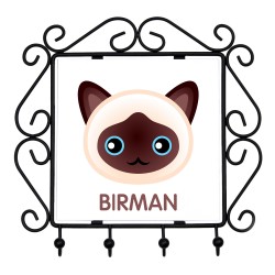 Un estante clave con Sagrado de Birmania. Una nueva colección con el lindo gato Art-dog