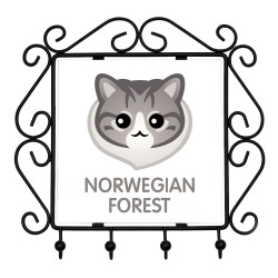 A key rack, hangers with Norwegian Forest cat. A new collection with the cute Art-dog cat