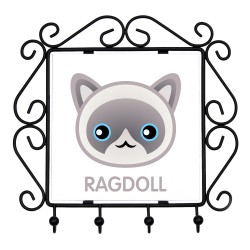 Un estante clave con Ragdoll. Una nueva colección con el lindo gato Art-dog