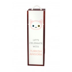 Célébrons avec le Angora turc. Une boîte à vin avec le joli chat Art-Dog